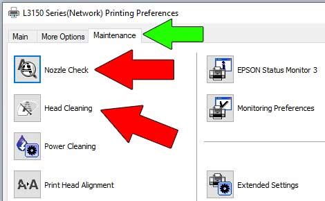 printer nozzle check windows 10.